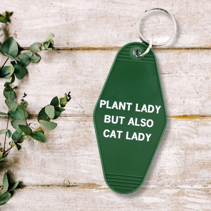 Plant Lady But Also Cat Lady Motel Style Keychain