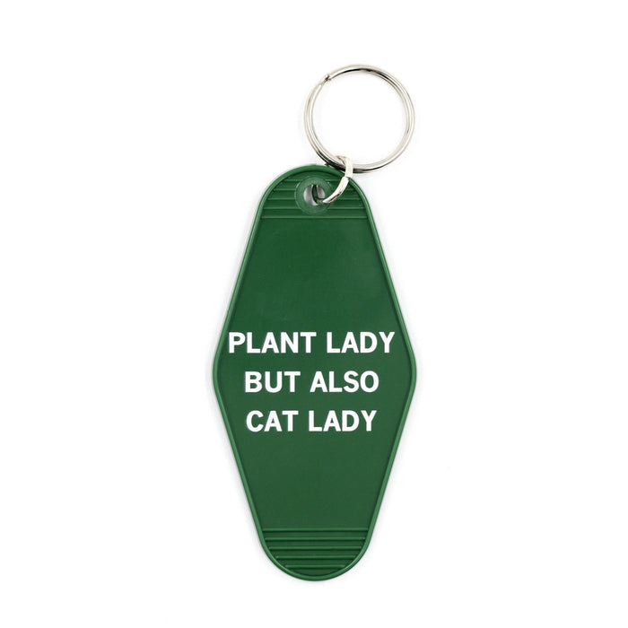 Plant Lady But Also Cat Lady Motel Style Keychain