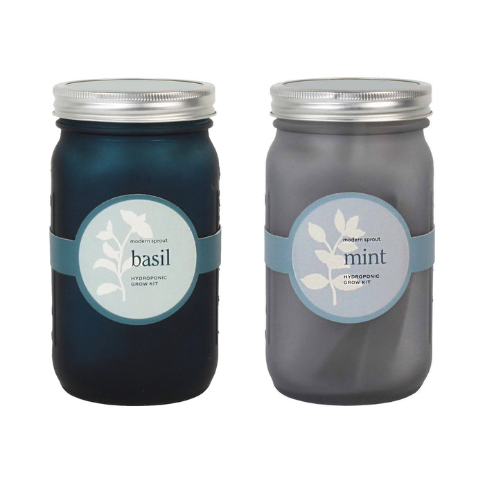 Glass Jar Grow Set - Basil + Mint