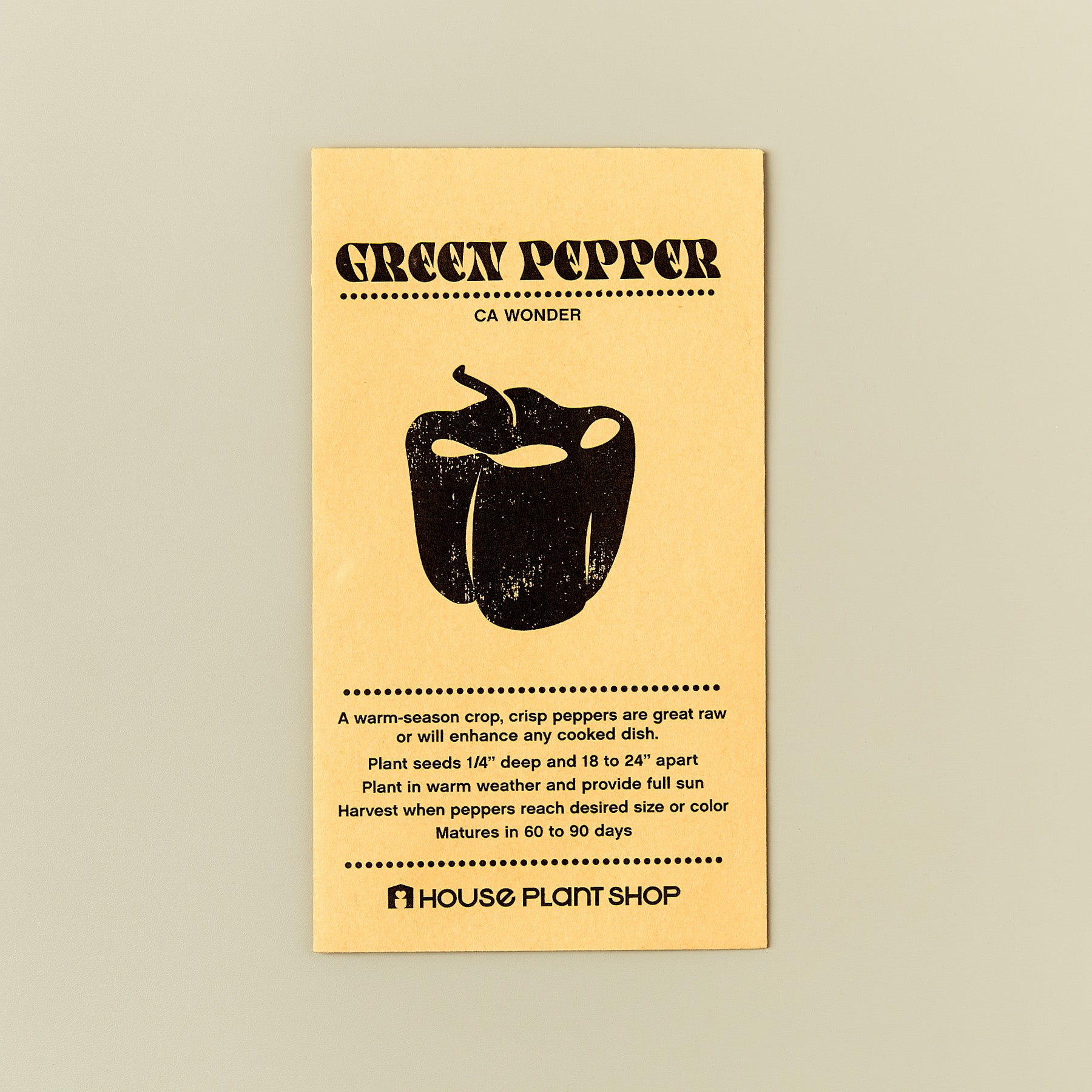 Pepper 'Sweet California Wonder' Seed Packet - House Plant Shop