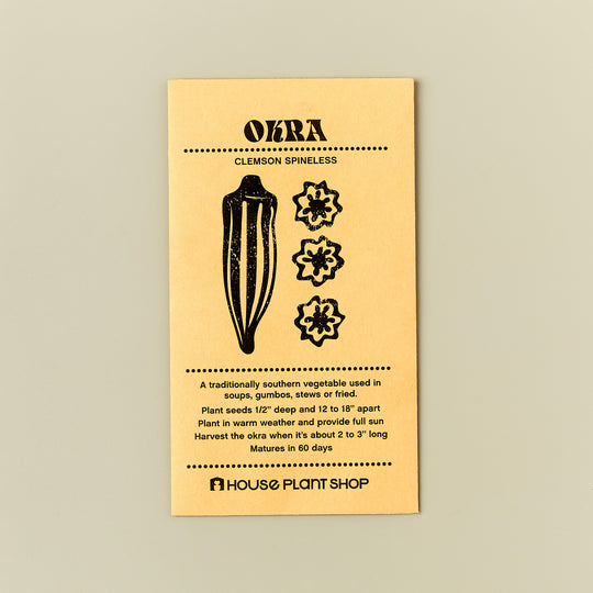 Okra 'Clemson Spineless' Seed Packet - House Plant Shop
